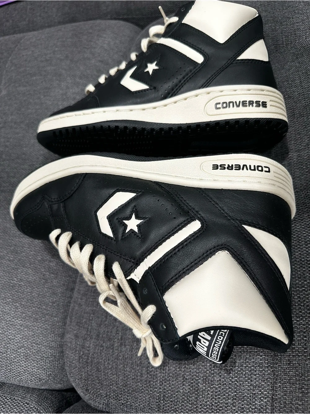 Converse Weapon Classic Men Black and Cream Weapon High-Top Sneakers Men Size 9